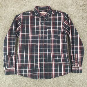 Levis Shirt Large L Mens Black Red Plaid Snap Button Long Sleeve Collared